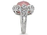 Judith Ripka 10.5ct Pink Chalcedony And 2.36ctw Bella Luce Rhodium Over Sterling Ring