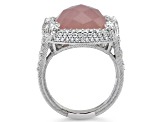 Judith Ripka 10.5ct Pink Chalcedony And 2.36ctw Bella Luce Rhodium Over Sterling Ring