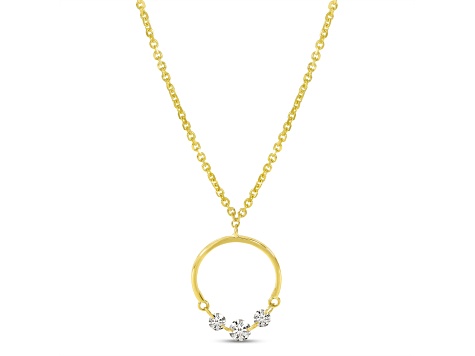 14K Yellow Gold Dashing Diamond Half Circle Necklace on 20-inch cable chain, 0.18 ctw.