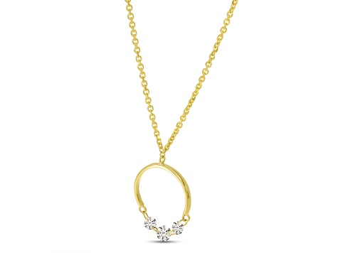 14K Yellow Gold Dashing Diamond Half Circle Necklace on 20-inch cable chain, 0.18 ctw.