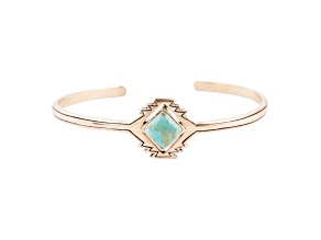 Barse Jewelry Blue Composite Turquoise Gold Tone Aztec Cuff Bracelet