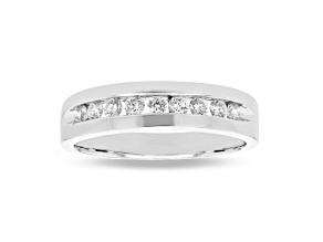 Diamond 14k White Gold Men's Band Ring 0.50ctw