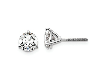 Picture of Rhodium Over 14K Gold Certified Lab Grown Diamond 1 1/2ct. VS/SI GH+, 3 Prong Screwback Earrings
