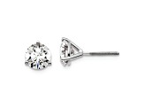 Rhodium Over 14K Gold Certified Lab Grown Diamond 1 1/2ct. VS/SI GH+, 3 Prong Screwback Earrings