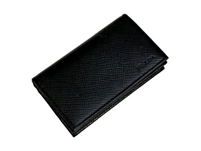 Prada Mens Saffiano Flap Card Holder Wallet Black