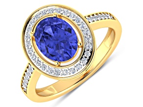 1.63ctw Violet Tanzanite and Diamond 14K Yellow Gold Halo Ring