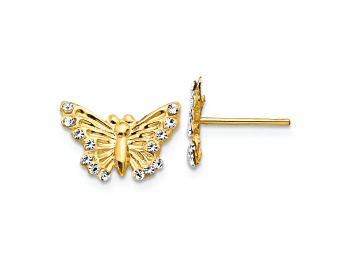 Picture of 14K Yellow Gold Cubic Zirconia Butterfly Post Earrings