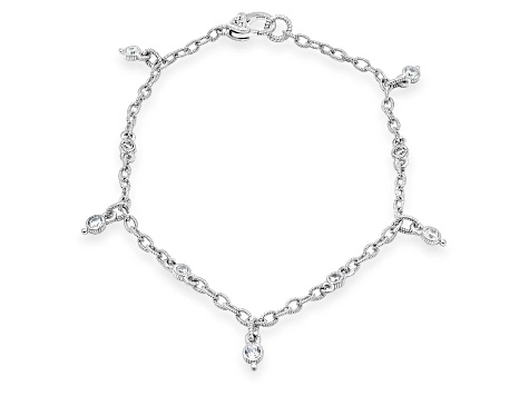 Judith Ripka 1.50ctw Bella Luce® Diamond Simulant Rhodium Over Sterling Silver Textured Anklet