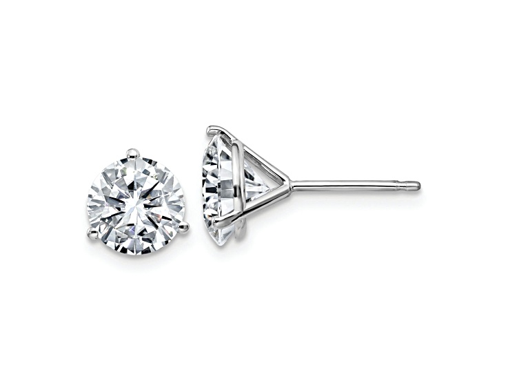 Rhodium Over 14K White Gold 2.50ct. 7.0mm Round D E F Pure Light Moissanite Earrings