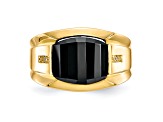 10K Yellow Gold Men's Diamond and Black Onyx Ring