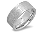 Stainless Steel Band Ring With English Prayer Accent