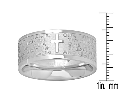 Stainless Steel Band Ring With English Prayer Accent - 13WGLB | JTV