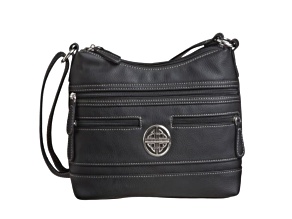 Stone Mountain Mountain Ridge Textured Pebble Grain Faux Leather Irene Hobo in Black