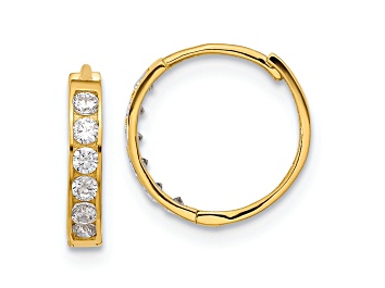 Picture of 14K Yellow Gold Cubic Zirconia Hinged Hoop Earrings