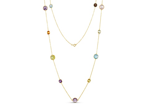 Multi-Gem 14k Yellow Gold 34" Necklace 40.08ctw