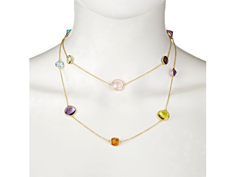 Multi-Gem 14k Yellow Gold 34" Necklace 40.08ctw