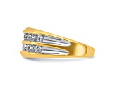 10K Two-tone Yellow Gold with White Rhodium Men's Polished Two-Row Diamond Ring 0.73ctw