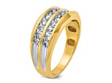 10K Two-tone Yellow Gold with White Rhodium Men's Polished Two-Row Diamond Ring 0.73ctw