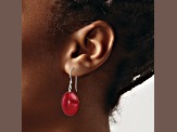 Sterling Silver Polished Red Jadeite Oval Dangle Earrings