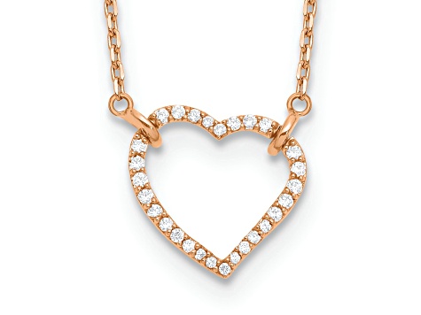 14K Rose Gold Lab Grown Diamond Heart Pendant Necklace