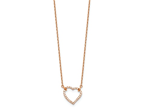 14K Rose Gold Lab Grown Diamond Heart Pendant Necklace