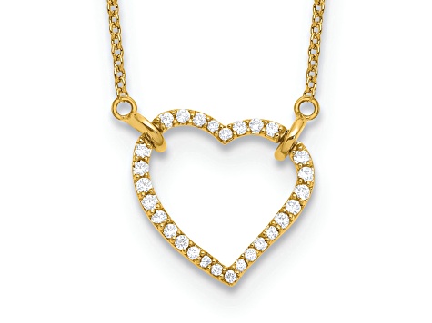 14K Yellow Gold Lab Grown Diamond Heart Pendant Necklace