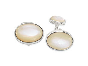 Sterling Silver Oval Mother of Pearl Cuff Links