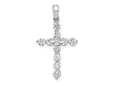 Rhodium Over 14K White Gold 1/2ct. Diamond Cross Pendant