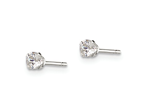 Sterling Silver Polished Children's 3mm Round Snap Set CZ Stud Earrings ...