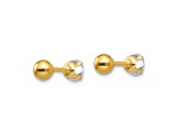 14K Yellow Gold Polished Reversible Cubic Zirconia and 4mm Ball Earrings