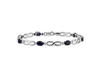 Picture of Rhodium Over 14k White Gold Infinity Diamond and Sapphire Bracelet
