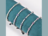 Rhodium Over Sterling Silver Oval Pink Sapphire and White Zircon Bolo Bracelet 1.1ctw