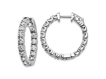 Picture of Rhodium Over 14K White Gold Oro Spotlight Lab Grown Diamond SI+, H+, Hoop with Safety Clasp Earrings