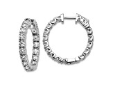 Rhodium Over 14K White Gold Oro Spotlight Lab Grown Diamond SI+, H+, Hoop with Safety Clasp Earrings