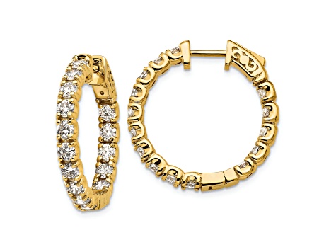 14K Yellow Gold Oro Spotlight Lab Grown Diamond SI+, H+, Round Hoop with Safety Clasp Earrings