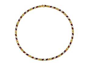Multi-Color Multi-Gemstone 18k Yellow Gold Over Sterling Silver Tennis Necklace