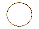 Multi-Color Multi-Gemstone 18k Yellow Gold Over Sterling Silver Tennis Necklace