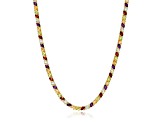 Multi-Color Multi-Gemstone 18k Yellow Gold Over Sterling Silver Tennis Necklace