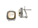 Sterling Silver Antiqued with 14K Accent Mother of Pearl Earrings