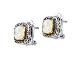Sterling Silver Antiqued with 14K Accent Mother of Pearl Earrings