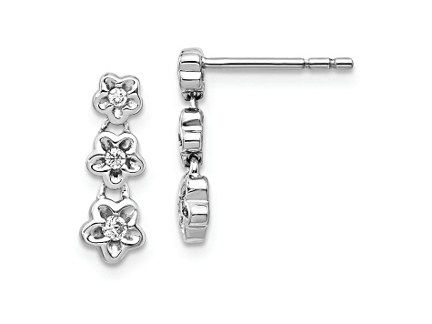 Rhodium Over 14k White Gold Diamond 3-flower Stud Earrings