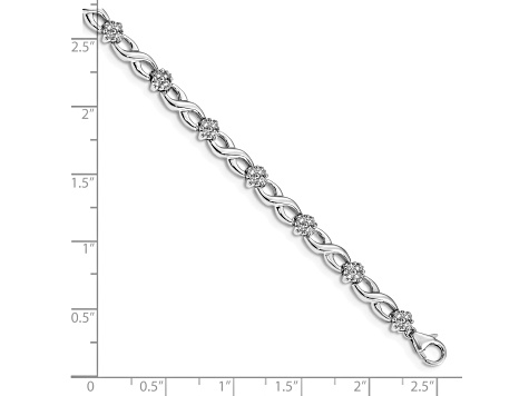 14K White Gold Lab Grown Diamond Flower Infinity Bracelet