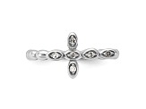 Rhodium Over Sterling Silver Stackable Expressions Cross White Topaz Ring 0.09ctw