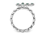 Rhodium Over Sterling Silver Stackable Expressions Cross Lab Created Emerald Ring 0.10ctw