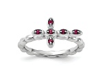 Rhodium Over Sterling Silver Stackable Expressions Cross Rhodolite Ring 0.11ctw