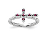 Rhodium Over Sterling Silver Stackable Expressions Cross Rhodolite Ring 0.11ctw