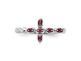 Rhodium Over Sterling Silver Stackable Expressions Cross Lab Created Ruby Ring 0.14ctw