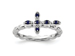 Rhodium Over Sterling Silver Stackable Expressions Cross Lab Created Sapphire Ring 0.1ctw