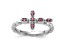Rhodium Over Sterling Silver Stackable Expressions Cross Pink Tourmaline Ring 0.1ctw