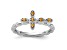 Rhodium Over Sterling Silver Stackable Expressions Cross Citrine Ring 0.08ctw